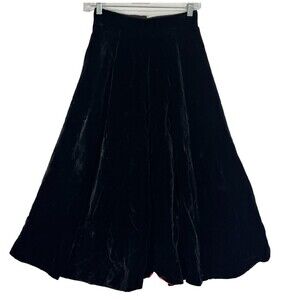 Vtg Gale & Gale By Modern Jr. Black Velvet Maxi Skirt Sz 4 A-Line Elegant Goth